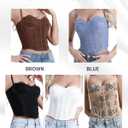 Y2K Trendy Lace Bustier Corset Tops for Women: Backless Top with Glossy Straps - Soft, Breathable -Amore Collection (Black)