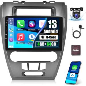 8 Core [4G+64G] Car Radio for Ford Fusion Mondeo Mustang 2009-2012, Android 13 Touch Screen Fusion Stereo, DSP 32 EQ/IPS/Carplay/Android Auto/SWC/BT/WiFi