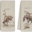 Western Bathroom Decor, Couples Gifts, Western Kitchen Bath Towels, Cowboy Bathroom Decor Set of 2, Gifts for Couples, Western Dish Towels, Western Hand Towels 1624 in, 342hslc-mj-two