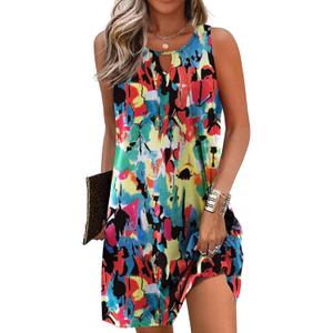 AI'MAGE Womens Sleeveless Swimsuit Cover Up Tank Bathing Suit Coverups T Shirt Beach Dress (XX-Large, Colourful)