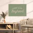 Long Live Boyhood Boys Room Decor, Sage Green Nursery Playroom Toddler Boy Linen Canvas Banner Wall Hanging Flag Baby Little Boy Kids Teen Room Bedroom Decorations, 30x20 Inch