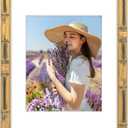 Golden State Art,11x14 Faux Bamboo Picture Frame Holds 8x10 Photo,Gold
Includes HD Plexiglass,Removable White Mat,Built-In Hangers and Buttons.11x14 Decorative Frame Matted to 8x10.Wall Mount