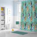 Jay Franco Bluey and Bingo Fabric Shower Curtain - Kids Teal Bathroom Dcor