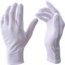 12 Pairs White Cotton Gloves Soft Cloth Dust Hand Gloves Work for Men Women Art Crafting Handling, Eczema, BBQ, Coin Jewelry Watch Inspection, Dry Hands Sleeping, Archival, Large (White, L)