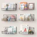 X-cosrack Floating Book Shelves for Wall Kids Bookshelf,Metal Hanging Wall Mounted Shelf for Nursery Toddler, Kids Room, Classroom,Set of 6,Black,2 Sizes (15.5 Inch, Black-6 Pack)