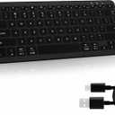 Qulose Bluetooth Keyboard, Ultra-Slim Wireless Keyboard for iPad, Rechargeable Ergonomic Computer Keyboard for iOS, Android, Windows PC Tablets Phone, Black