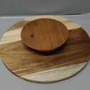 12" Acacia Wood Revolving Cake Stand, 2" High Rotating Cake Turntable, Wooden Rotating Display Stand for Cake, Cupcake Decorating Supplies