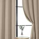 Gwine Blackout Curtains for Bedroom 54 Inches Long - Thermal Insulated Noise Reducing Window Curtain Panels, Room Darkening Curtain Drapes for Living Room, 2 Panels, Each W40 x L54, Biscotti Beige