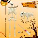 CAMIRUS 5.4ft Skeleton Halloween Decoration, Life Full Size Skeleton with Dog Skeleton, Posable Human Skeletons Realistic Plastic Bones for Halloween Haunted House Scary Decor