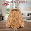 2 Pcs Small Rattan Lamp Shades, Scalloped Woven Lampshade 3"top x 6"bottom x 5-1/4"slant Height Boho Lamp Shade Chandelier or Accent Lamp (E26 Base)