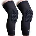 COOLOMG Basketball Knee Pads Youth Kids Adult Football Protective Padded Knee Compression Sleeves Black M