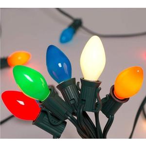 C7 Multicolor Christmas Lights Outdoor, 25Ft Vintage Christmas String Lights with 27 Ceramic Colorful Bulbs, Outdoor Christmas Decorations Lights for Xmas Tree Holiday Party Patio Backyard Roofline