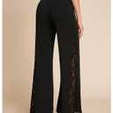 GORGLITTER Women's Lace Bell Bottoms High Waisted Flare Flared Dress Pants Business Casual Office Work Trousers Black Small (Black, S)