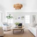 21 Rattan Light Fixtures Ceiling Light 2-Tier Wicker Boho Chandelier with Hand Woven Brushed Brass Finish Shade for Bedroom Kitchen Entryway Hallway 5-Light