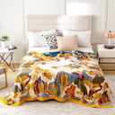 MSGKV Boho Throw Blanket 60''x80'',100% Cotton Blanket for Couch Bed, Spring Breathable Quilt Farmhouse Home Decor Soft Lightweight Picnic Blankets
