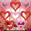 Lineshading 8 Pack Large Valentine's Day Heart Ornaments for Tree 8 Inch Red Pink Glitter Heart Ornaments Valentines Wreaths Foam Hang Valentines Decoration for Front Door Holiday Wedding Anniversary