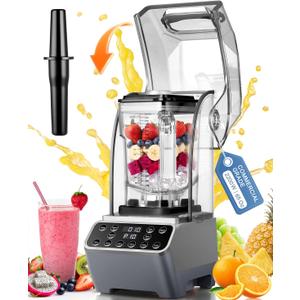 MOGAN Blender for Smoothies, 2200W Professional Countertop Blenders, 65oz | DIY Programmable Kitchen Juice Mixer with Sound Shield, Low Noise, 10-Speed, 6 Blades, Food Processor for Commercial Home Use
