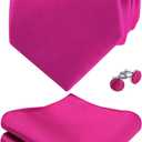 Alizeal Men's Solid Color Tie with Pocket Square 3.15inches Necktie Set (#A1-114-magenta)