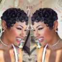 Pixie Cut Wigs for Black Women, Dark Brown Short Layered Curly Human Wigs With Bangs 150% Density Wear Go Glueless Wig for Daily Natural Looking(#4, 6 inch)