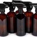 Vivaplex, 6, Large, 16 oz, Empty, Amber Glass Spray Bottles with Black Trigger Sprayers