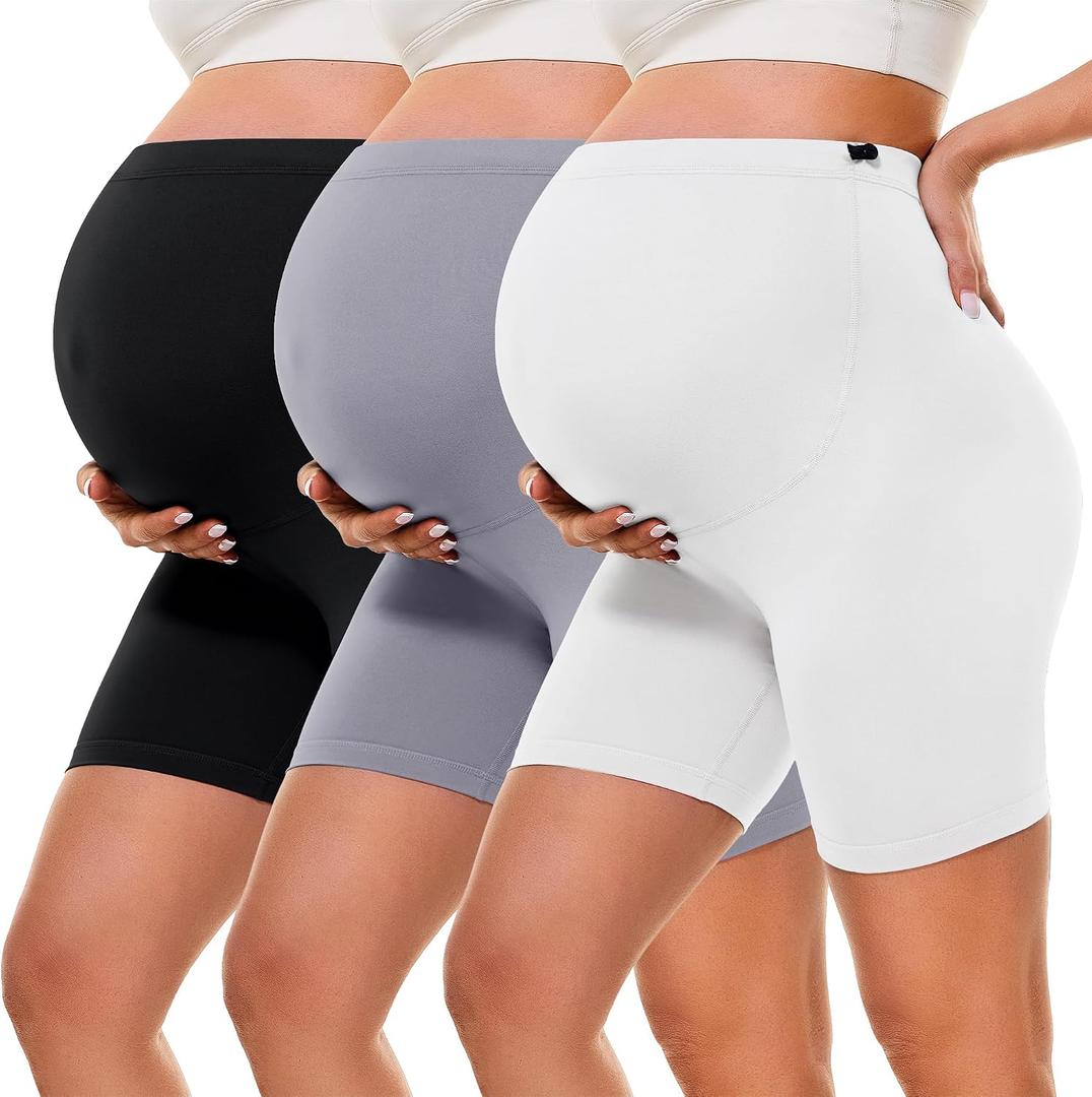 BONVIGOR Buttercloud Maternity Shorts Over The Belly- 5" Pregnancy Biker Shorts Lounge Yoga Pants, Size: Medium