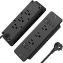 HHSOET 14 in 1 Fast Charging Recessed Power Strip, 20W Furniture Power Outlet, Flush Mount Surge Protection with 6 AC Plugs, 4 USB-A and 4 USB-C, 6ft Power Cord. (Black)