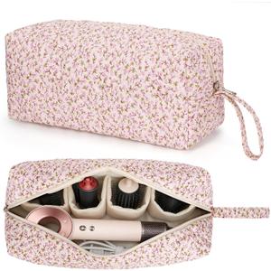 Travel Hair Tool Bag Compatible with Dyson Airwrap and Shark Flex Style Carrying Case, Floral Portable Hair Dryer Bag Organizer