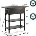 Yoobure End Table with Charging Station, Flip Top Side Table with USB Ports and Outlets, Sofa Couch Table Bedside Table for Living Room Bedroom, Narrow Nightstand with Storage Shelves for Small Space