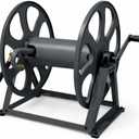 Real Hose Storage Dual Floor and Wall Mounted Garden Hose Reel, Holds 200ft of Water Hose, Heavy Duty Metal Hose Reel, Space Saving Hose Reel Organizer for Yard, Garage & Shed (Graphite)