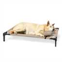 Coolaroo Pro Elevated Dog Bed with HeatShield Fabric Advanced Cooling Raised Cot for Small & Medium Breeds, Easy-Clean, Low-to-Ground Access, Bonus Bolster Pillow Great Sandy Beige