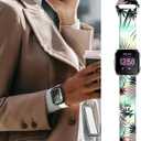 Watch Bands Compatible for Versa 2/ Versa/Versa Lite Bands for Women Men, Soft Silicone Cute Fadeless Sport Strap Replacement for Versa SE Lite,Tropical Summer Palm