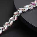Jerler 1 Yard Rhinestone Trim, Crystal Rhinestone Chain Applique, Ideal for DIY Decoration and Wedding Clothing Embellishments, 0.6" Width (AB)