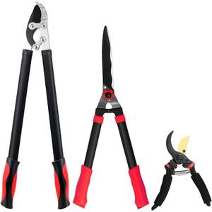 YRTSH Loppers Hedge Shears & Pruners Combo Set 3-Piece Hedge Clippers, Heavy Duty Tree & Shrub Care Kit for Yard, Lawn & Garden, Professional Branch Cutter Tree Trimmer for Indoor & Outdoor Gardening