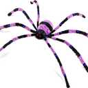 Halloween Decorations 5ft Giant Light Up Spider, 60inch Scary Spider with 56 LED Light, Timer, Creepy Spooky Decor, Glowing Eyes, Haunted Horror Prop for Spiderweb, Indoor, Outdoor, Yard (Purple)