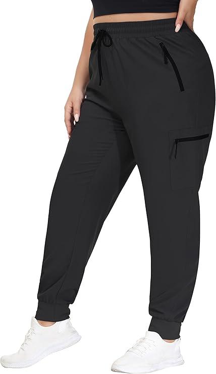 SEKINO Women's Plus Size Hiking Cargo Pants Lightweight Quick Dry Joggers Athletic Workout Outdoor Zipper Pockets Pants  2XL