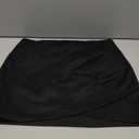 Mingnos Womens High Wasited Zipper Closure Ruched Cross Irregular Faux Suede Mini Skirt, Size Large, Black 