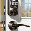 Veise Keyless Entry Door Lock with 2 Lever Handles - Electronic Keypad Deadbolt, Easy Installation Digital Smart Front Door Lock Set, Oil Rubbed Bronze