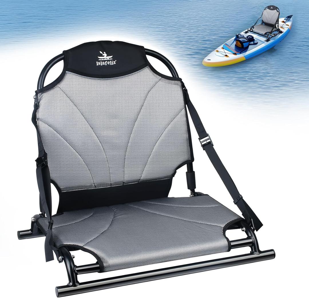 Universal Folding Kayak Seat - Aluminium Canvas Paddleboard Kayak Seats with Back Support, Suitable for Kayaking Canoeing Rafting Fishing