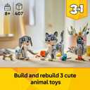LEGO Creator 3 in 1 Playful Cat Toy - Building Toy with 3 Building Options, Cat, Dog, or Pigeon - Birthday Gift for Kids - Animal Figures for Kids, Girls and Boys, Ages 8+ - 31163