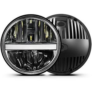 UNI-SHINE 7-Inch LED Headlights - with Amber Turn Signal White DRL, DOT Approved, Hi/Lo Beam, Compatible with Jeep Wrangler JK TJ CJ, Chevy, and Miata