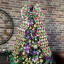 47 Inch Mardi Gras Wreath Bow Large Mardi Gras Bow Decor Gold Purple Green Glitter Ribbon Tree Topper New Orleans Ornament for Carnival Party Wreath Indoor Outdoor Home