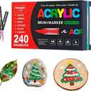 Acrylic Paint Markers Pens, 240 Vivid Colors Acrylic Markers Set,Direct Liquid Type, Stackable Color, Odorless Soft HeadMarkers for SchoolTooli Art Fabric & Creative Crafts (240)