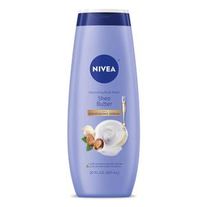 NIVEA Nourishing Shea Butter Body Wash with Nourishing Serum, Moisturizing Body Wash for Women, Enriched Provitamin B5 and Vitamin E, 20 Fl Oz Bottle