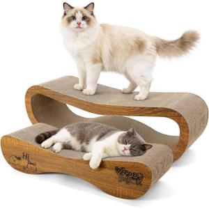 Cat Scratcher, 2 In 1 Cat Scratch Board for Scraching & Napping, Cat Scratchers for Indoor Cats Scratching Pad Couch Lounger Cardboard as Cat Bed & Furniture Protector from Cat Claws, Large 27.44 Inch