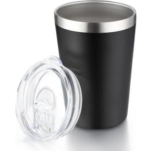 Stainless Steel Tumblers 12oz Double Wall Vacuum Travel Coffee Mugs for Home, Office, Outdoor (Black)