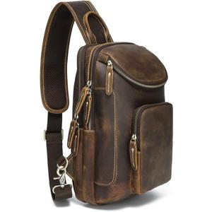LANNSYNE Vintage Full Grain Leather Sling Bag Crossbody Chest Daypack | Vintage, Full Grain, Leather, Chest (Brown for 10.5" Ipad)