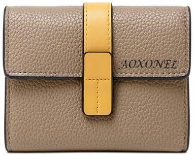 AOXONEL Small Women's Wallet Leather Wallets for Women Rfid Ladies Wallets Trifold Wallet Compact Thin with Card Slots and Zipper Coin Pocket (Khaki)