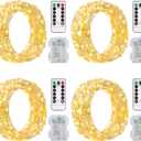 ZAIYW 4 Pack 16.5Ft 50LED Fairy Lights Battery Operated with Remote Control Timer 8 Modes, Waterproof Twinkle String Lights for Bedroom Wedding Xmas Tree Outdoor DIY Decor (Warm White)