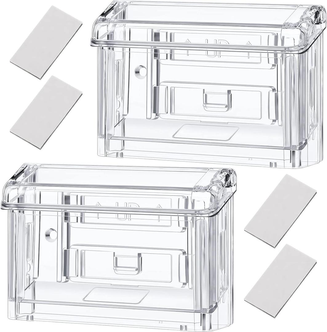 Vicenpal Outdoor Business Card Holder Clear Wall Mount Acrylic Business Card Box Included Peel and Stick for Office Store Trucks Wall Outdoor 4.25 x 1.46 x 2.87 inch(2 Pieces)