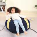 Football Bean Bag Chair for Kids, Cuddly Sherpa, 2.5 feet, Dark Blue